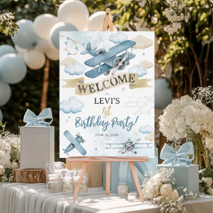 Oh How Time Flies Airplane Birthday Party Welcome Foam Board