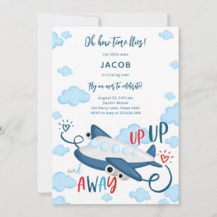 Oh How Time Flies Pilot Airplane Birthday  Invitation