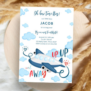 Oh How Time Flies Pilot Airplane Birthday  Invitation