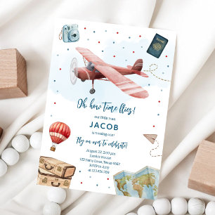 Oh How Time Flies Pilot Airplane Birthday Invitation