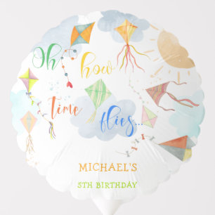 Oh how time flies watercolor kite birthday balloon