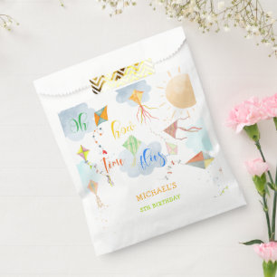 Oh how time flies watercolor kite birthday favor bag
