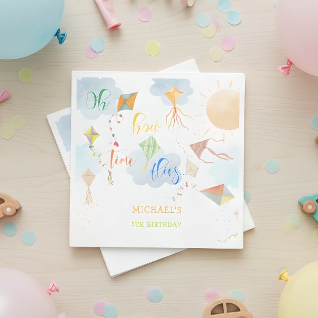 Oh how time flies watercolor kite birthday napkins (Creator Uploaded)