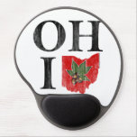 OH IO Typographic Ohio Vintage Red Buckeye Nut Gel Mouse Pad