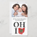 OH IO Typographic Ohio Vintage Red Buckeye Nut Holiday Card