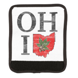 OH IO Typographic Ohio Vintage Red Buckeye Nut Luggage Handle Wrap