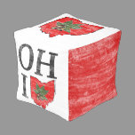 OH IO Typographic Ohio Vintage Red Buckeye Nut Pouf
