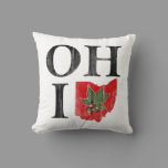 OH IO Typographic Ohio Vintage Red Buckeye Nut Throw Pillow
