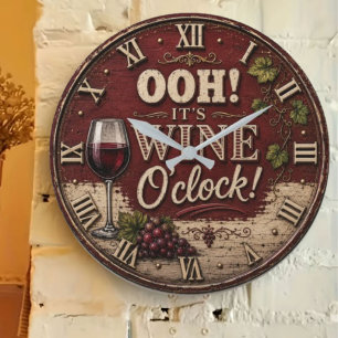 Oh! It's Wine O'Clock Large Clock