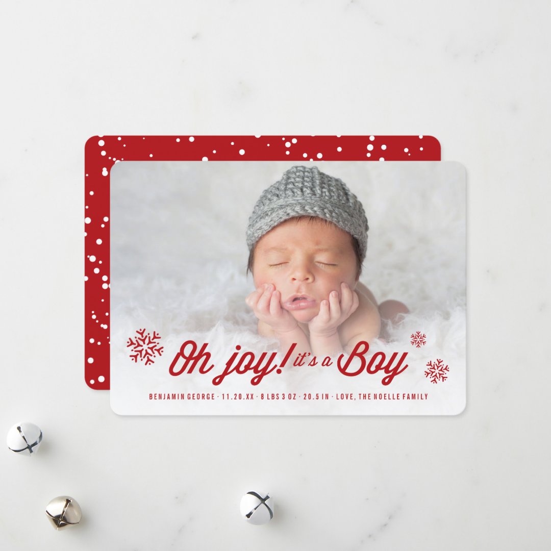 Oh Joy It's A Boy Photo Holiday Birth Announcement | Zazzle