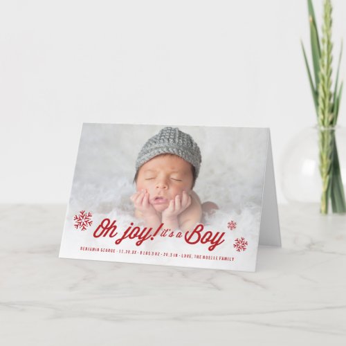 Oh Joy Its A Boy Photo Holiday Birth Announcement