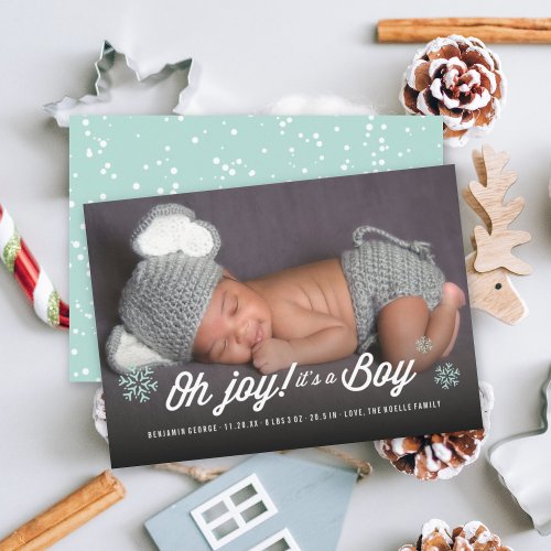 Oh Joy Its A Boy Photo Holiday Birth Announcement