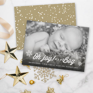 Oh Joy It's A Boy Photo Holiday Birth Announcement