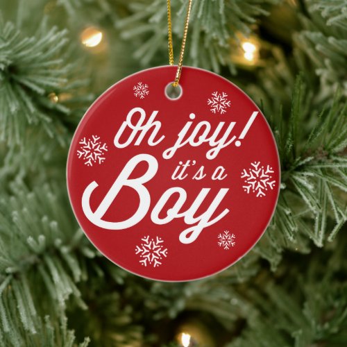 Oh Joy Its A Boy Photo Holiday Birth Announcement Ceramic Ornament