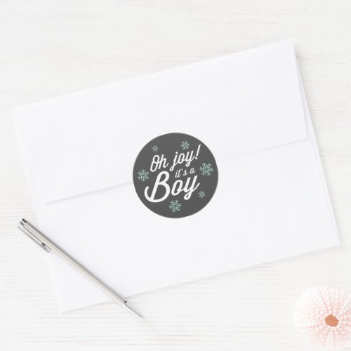 Oh Joy Its A Boy Photo Holiday Birth Announcement Classic Round Sticker