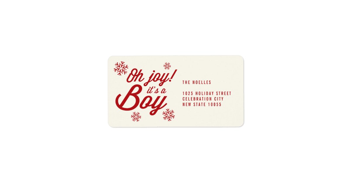 Oh Joy It's A Boy Snowflakes Holiday Birth Address Label | Zazzle
