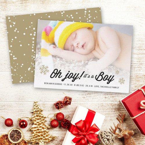 Oh Joy Its A Boy Snowflakes Photo Holiday Birth