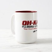 OH-KAY Plumbing & Heating (Distressed) Two-Tone Coffee Mug (Front Left)