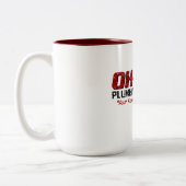 OH-KAY Plumbing & Heating (Distressed) Two-Tone Coffee Mug (Left)