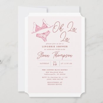 Oh La La Blush Lingerie Blush Bridal Shower Invitation by The52Edit at Zazzle