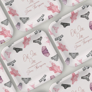 Oh La La Blush Lingerie Blush Bridal Shower Paper Plates