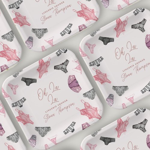Oh La La Blush Lingerie Blush Bridal Shower Paper Plates