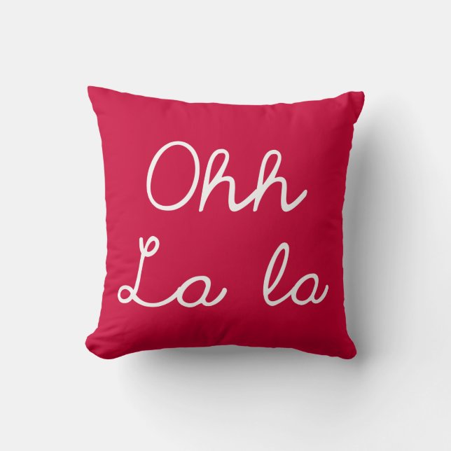 Oh La La - Cherry Pink Throw Pillow (Front)
