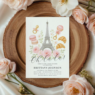 Oh La La Chic Floral Parisian Baby Shower Invitation