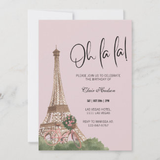 Oh La La Chic Paris Themed Birthday Party Invitation