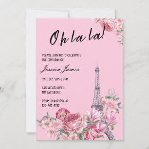 Oh La La Chic Paris Themed Birthday Party Invitation