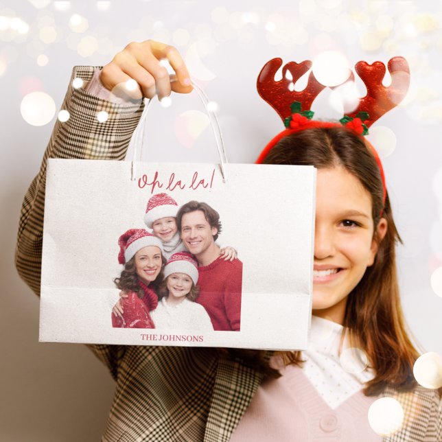 Oh La La Christmas Custom Gift Bag Family Photo (Creator Uploaded)