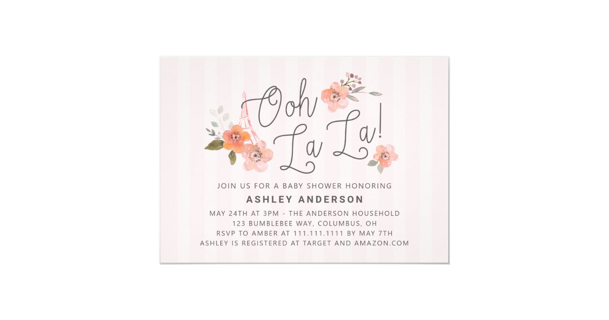 Oh La La French Baby Shower Invitation