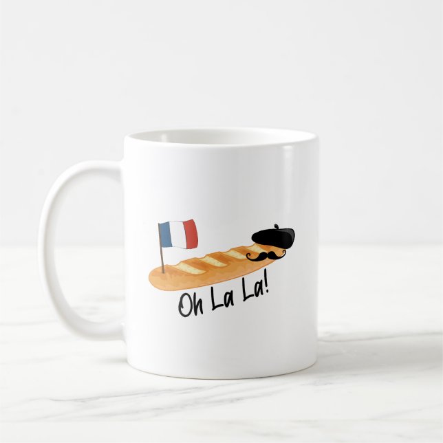 Oh La La - French Baguette - Funny Francophile Coffee Mug (Left)