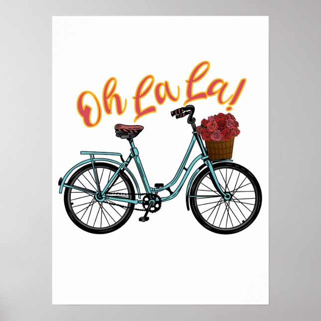 Oh La La French Bicycle Funny French Sayings Poster (Front)