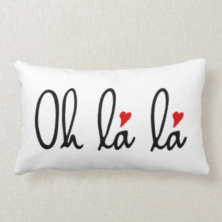 Oh la la, French word art with red hearts Lumbar Pillow