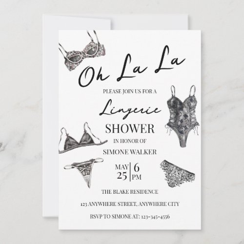 Oh La La Lingerie Bridal Shower Invitation