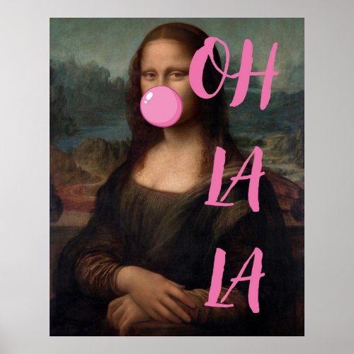 OH LA LA Mona Lisa Altered Art Poster