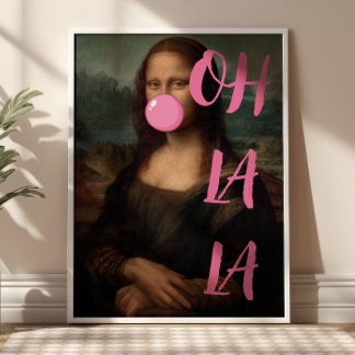 OH LA LA Mona Lisa Altered Vintage Art Maximalist Poster