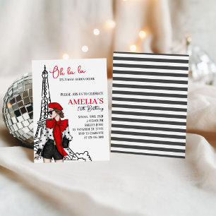 Oh la la Paris Birthday Invitation