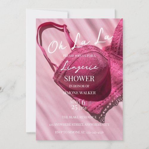Oh La La Pink Lingerie Bridal Shower Invitation