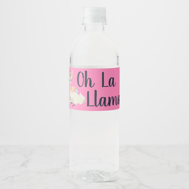 Oh La Llama Birthday Party Water Bottle Label (Front)