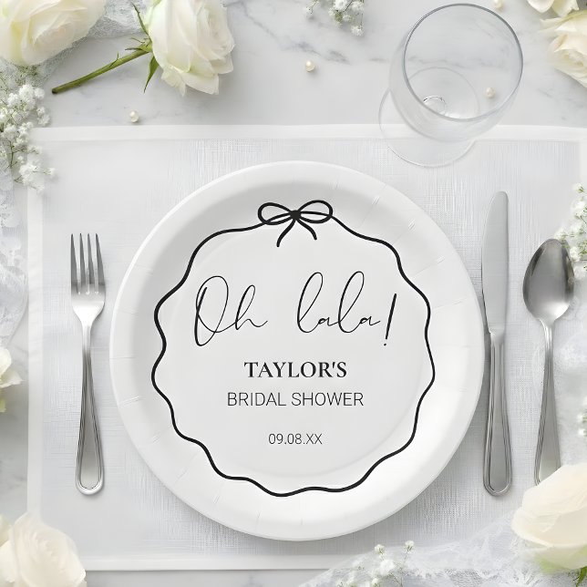 Oh Lala! | Modern Minimalist Bridal Shower  Paper Plates (Creator Uploaded)