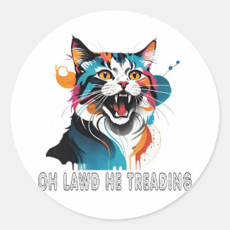 Oh lawd He Treading Classic Round Sticker