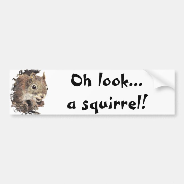 Oh look... a squirrel! Attention Humor Bumper Sticker (Front)
