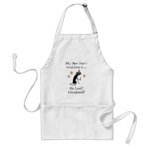 Oh Look Champagne New Years Cat Adult Apron
