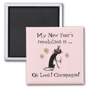 Oh Look! Champagne! New Year's Cat Magnet
