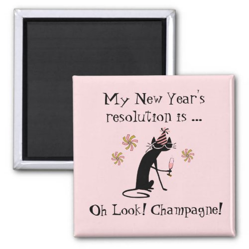 Oh Look Champagne New Years Cat Magnet