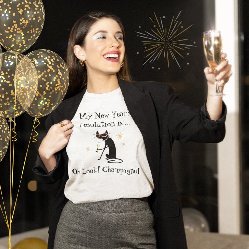 Oh Look Champagne New Years Cat T_Shirt