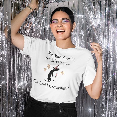 Oh Look Champagne New Years Cat T_Shirt