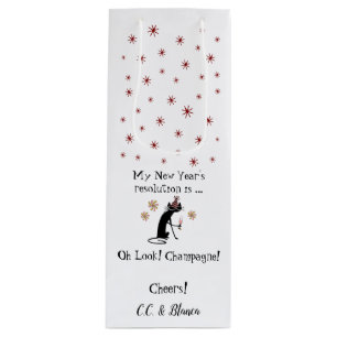 Oh Look! Champagne! New Year's Cat Wine Gift Bag